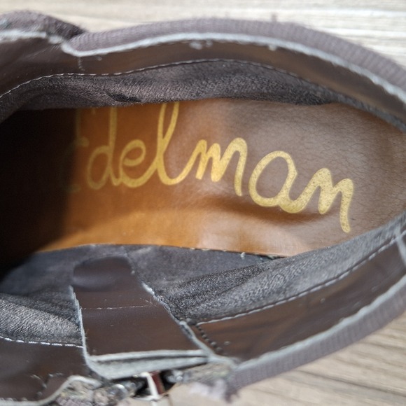 Sam Edelman Western Mercer Grey Suede Boots Side Zip Stacked Heel Women's 9.5M - Picture 8 of 10
